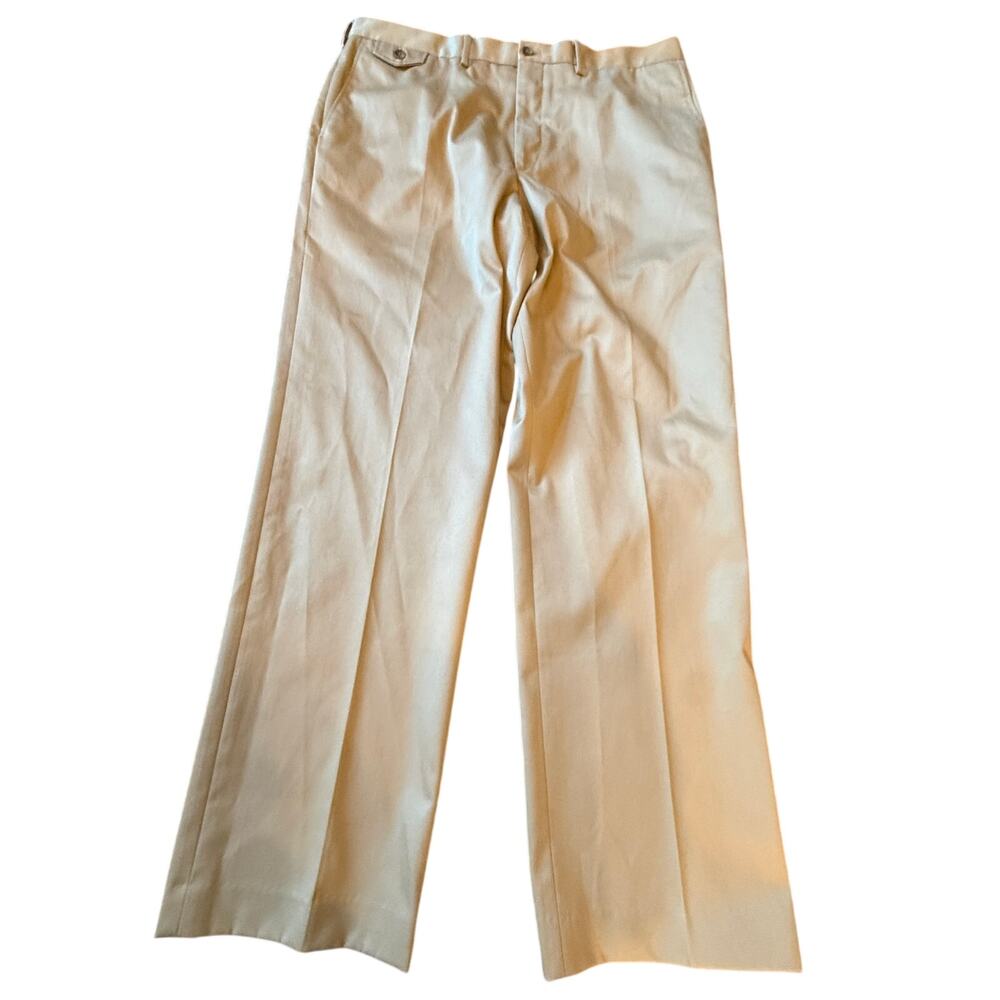 Lands' End Mens Traditional Fit Trouser Pants 36R Khaki Business Workwear Office